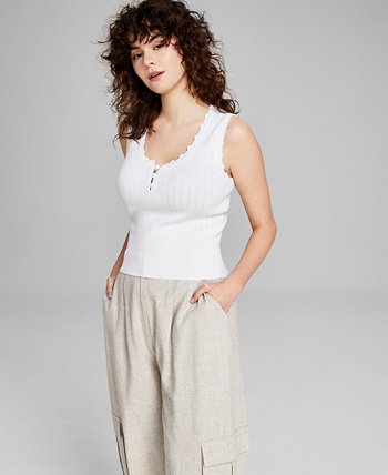 Women's Pointelle-Knit Sleeveless Sweater Top, Created for Macy's And Now This