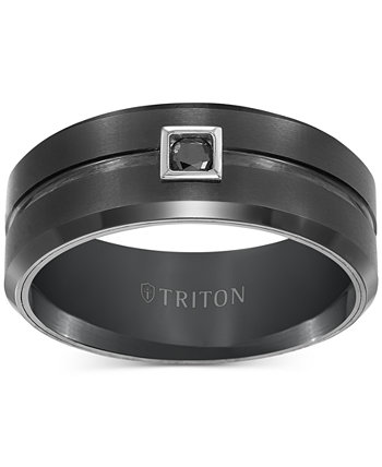 Мужское кольцо из черного вольфрама, Обручальное кольцо с черным бриллиантом (1/10 карата) Triton