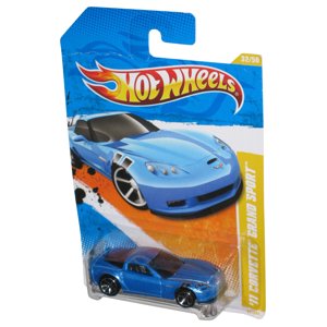 Hot Wheels 2011 New Models Blue '11 Corvette Grand Sport Toy Car 32/244 - (Creased Card) Mattel