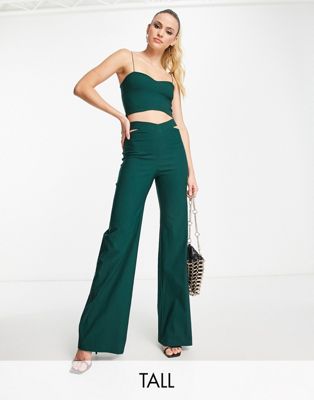 Зеленые брюки с вырезом на талии Vesper Tall — часть комплекта Vesper Tall