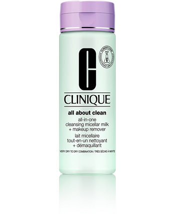 All About Clean Универсальное очищающее мицеллярное молочко + средство для снятия макияжа для типов кожи 1 и 2, 6,7 унции. Clinique