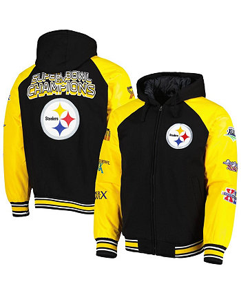 Мужская черная университетская куртка Pittsburgh Steelers Defender с капюшоном и молнией во всю длину с регланами G-III Sports