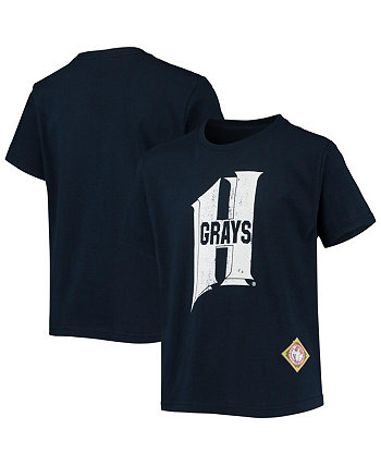 Youth Boys Navy Homestead Grays Negro League Logo T-shirt Stitches