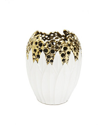 Фарфоровая ваза бело-золотистого цвета Vivience