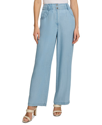 Женские широкие брюки из шамбре DKNY