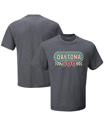 Мужская футболка Heather Charcoal Daytona 500 в винтажном стиле Checkered Flag Sports