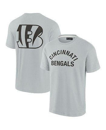 Мужская и женская серая супермягкая футболка Cincinnati Bengals с коротким рукавом Fanatics Signature