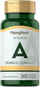 Piping Rock Vitamin A 10000 IU Softgels (Мягкие капсулы) | 300 Count | Non-GMO, Gluten Free Supplement Piping Rock