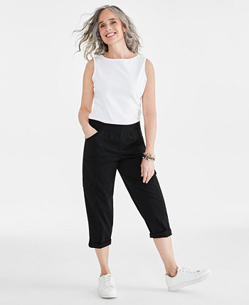 Petite Pull-On Mid-Rise Rolled Cuff Capri Pants, Created for Macy's Style & Co
