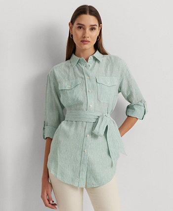 Женская рубашка в полоску с поясом Ralph Lauren