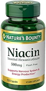 Nature's Bounty Niacin 500mg Flush Free, Cellular Energy Support, Supports Nervous System Health, 120 Capsules Nature's Bounty