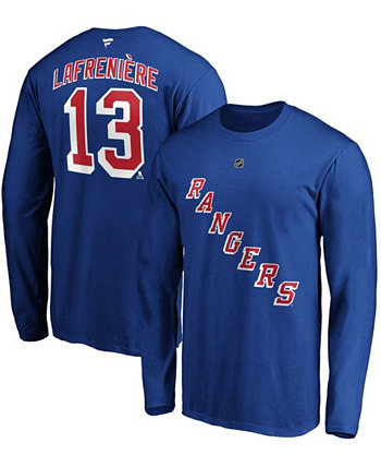 Мужская синяя футболка с длинным рукавом Alexis Lafreniere New York Rangers с аутентичным именем и номером Stack Fanatics