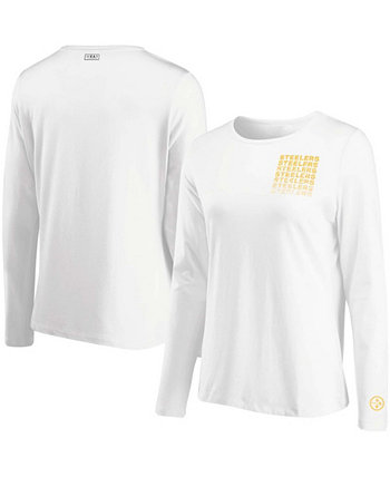 Женская белая футболка с длинным рукавом Pittsburgh Steelers Repeat Tri-Blend WEAR by Erin Andrews
