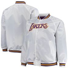Мужская куртка Mitchell & Ness White Los Angeles Lakers Big & Tall Hardwood Classics Raglan Satin Full-Snap Jacket Mitchell & Ness