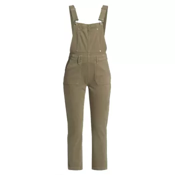 Mayslie Straight-Leg Ankle-Crop Overalls Paige