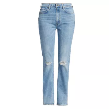 Узкие джинсы Easy с высокой посадкой и эффектом потертости 7 For All Mankind