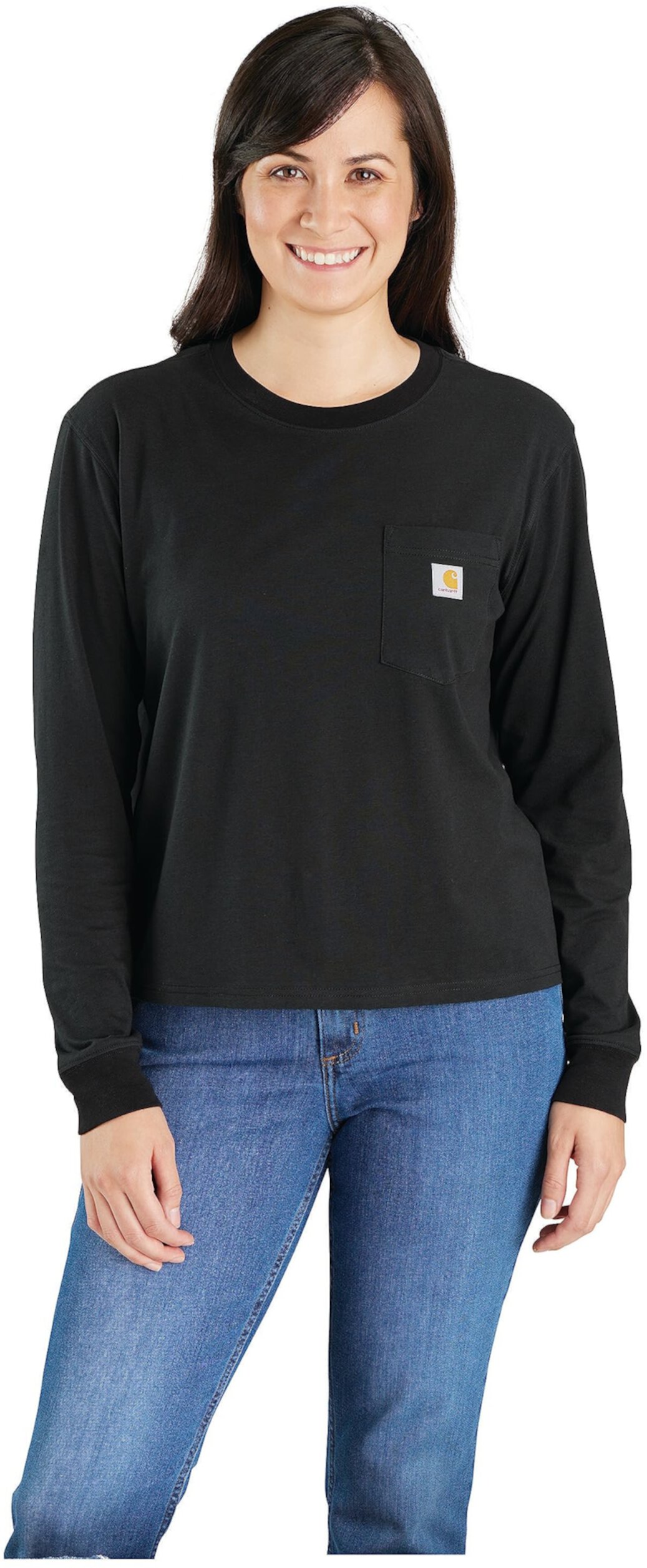Легкая футболка свободного кроя с длинными рукавами и карманами и круглым вырезом Carhartt