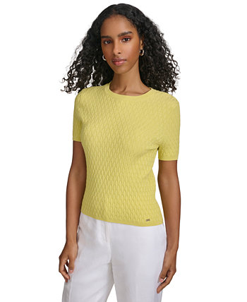 Women's Textured Short-Sleeve Sweater Calvin Klein