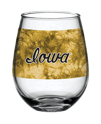 Винтажный бокал для вина без ножек Iowa Hawkeyes, 15 унций, в стиле тай-дай Indigo Falls