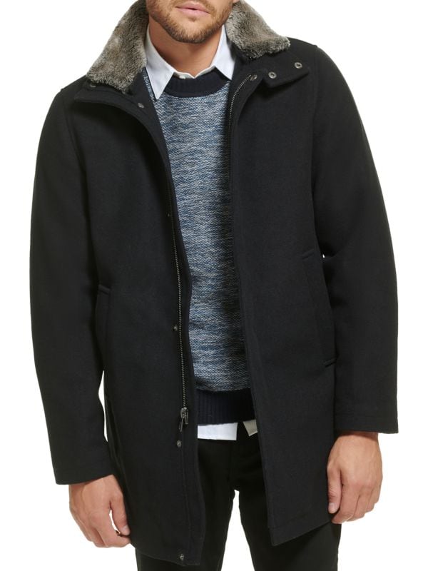 Calvin klein shop fur trim coat