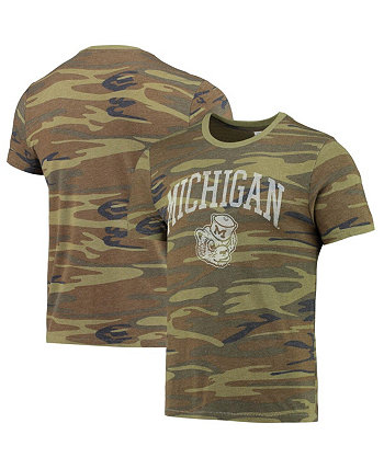 Men's Camo Michigan Wolverines Arch Logo Tri-Blend T-shirt Alternative Apparel