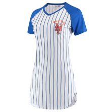 Белая женская ночная рубашка в тонкую полоску New York Mets Vigor Sport White Unbranded