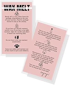 Wax Melt Care Instruction Cards | 50 Pack | 2x3.5” in Business Card | Wax Melt Supplies | Wax Melt Consultant Supplies | For Use with Wax Melt, Wax Warmer | Pink and Black Design Lashicorn