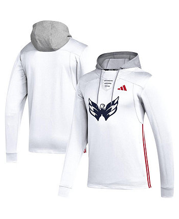 Мужской белый пуловер с капюшоном Washington Capitals Refresh Skate Lace AEROREADY Adidas