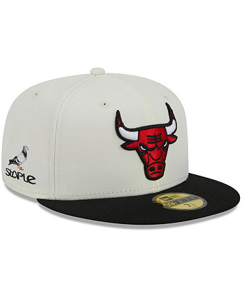 Мужская двухцветная облегающая шляпа New Era x Cream, Black Chicago Bulls NBA x Staple 59FIFTY Staple