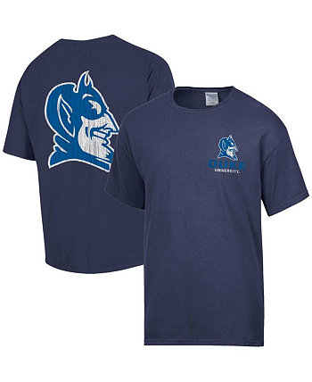 Мужская темно-синяя футболка с рваным логотипом Duke Blue Devils в винтажном стиле Comfortwash