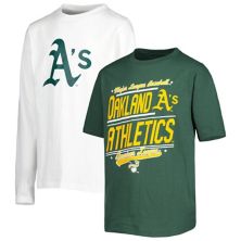 Youth Stitches Green/White Oakland Athletics Combo T-Shirt Set Stitches