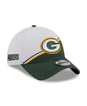 Молодежь, мальчики и девочки, белый, зеленый Green Bay Packers 2023 Sideline 9TWENTY Регулируемая шапка New Era
