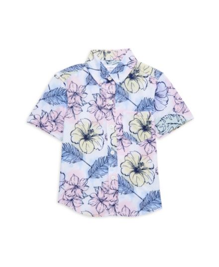 Boy's Floral Print Shirt Vintage Summer