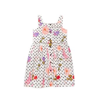 Маленькая девочка &amp;amp; Платье на пуговицах в горошек с цветочным принтом для девочек Marchesa Notte Mini