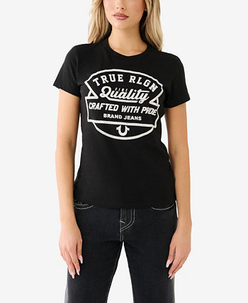Women's Shorts Sleeve Crystal Logo Crew T-shirt True Religion