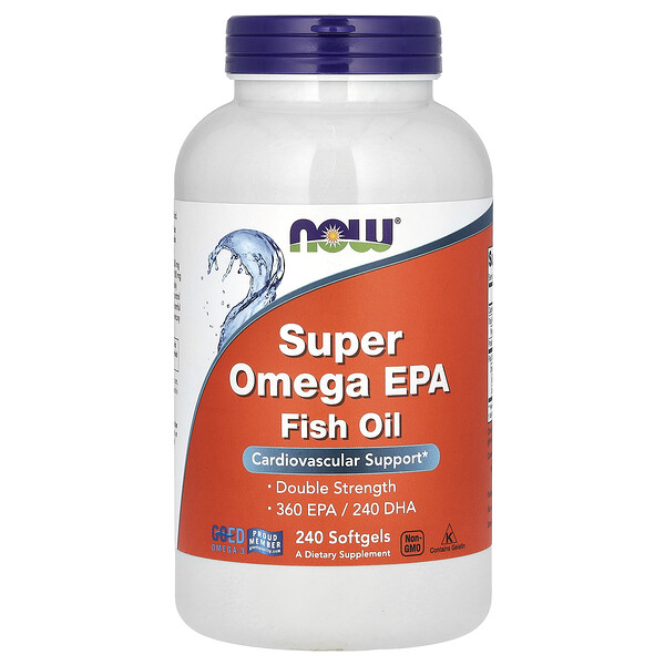 Рыбий жир Super Omega EPA, 240 мягких таблеток NOW Foods