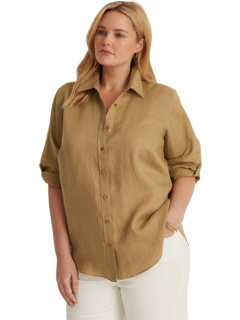 Льняная рубашка большого размера LAUREN Ralph Lauren