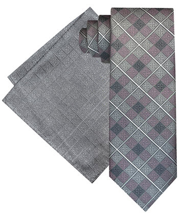 Мужской удлиненный комплект с галстуком в сетку и нагрудным платком Steve Harvey