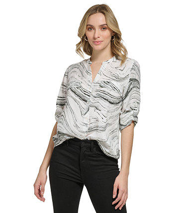 Женская рубашка на пуговицах с принтом Roll Tab Calvin Klein