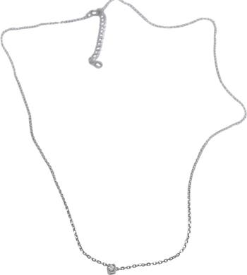 Ожерелье с плавающим бриллиантом из белого серебра с родиевым покрытием - 0,03 карата ADORNIA Fine