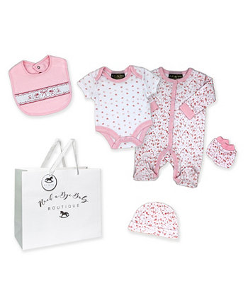 Подарочный набор Layette из 5 цветочных бантов для новорожденных девочек Rock-A-Bye Baby Boutique