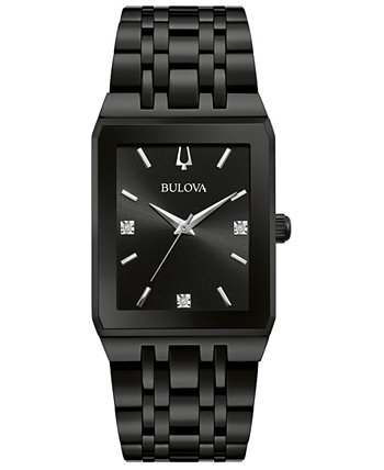 Мужские часы Futuro с бриллиантами и черным браслетом из нержавеющей стали 45x30 мм Bulova