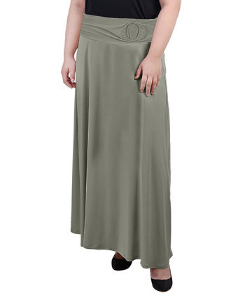 Длинная юбка-трапеция больших размеров с искусственным поясом спереди NY Collection