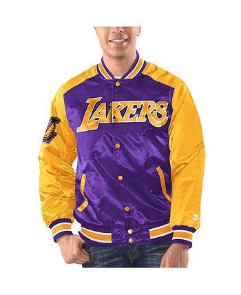 Мужская фиолетово-золотая университетская куртка Los Angeles Lakers Renegade из атласа с длинными кнопками Starter