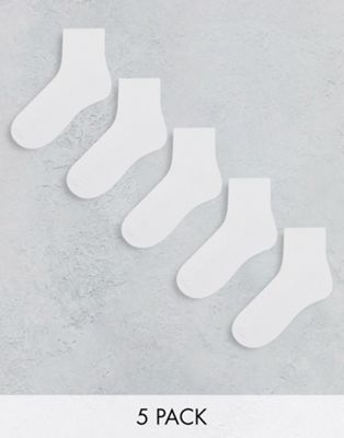 Комплект из 5 белых носков на махровой подошве ASOS DESIGN ASOS DESIGN