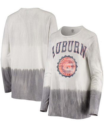 Women's White, Gray Auburn Tigers High Line Tiered Dip-Dye Long Sleeve Tri-Blend T-shirt Gameday Couture