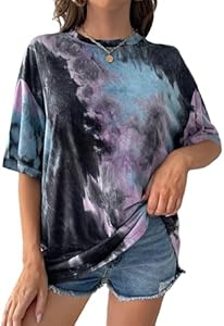 SOFIA'S CHOICE Women's Oversized Tie Dye Shirts Crewneck Short Sleeve T Shirt Casual Summer Tee Tops SOFIA"S CHOICE