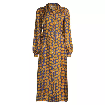 Платье-рубашка из шелкового твила с защипами и пуговицами спереди Lisou