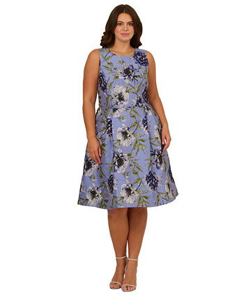 Plus Size Jacquard Fit & Flare Dress Adrianna Papell