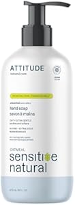 ATTITUDE Moisturizing Hand Soap for Sensitive Skin Enriched with Oat and Argan Oil, EWG Verified, Plant and Mineral-Based Ingredients, Vegan & Cruelty-free, 16 Fl Oz ATTITUDE